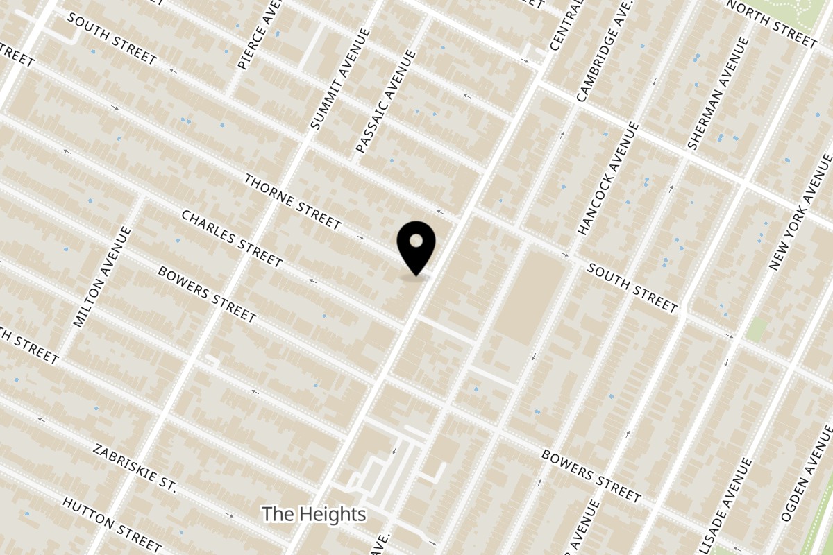 Map showing the location of Central Bistro on 403 Central Ave in Jersey City